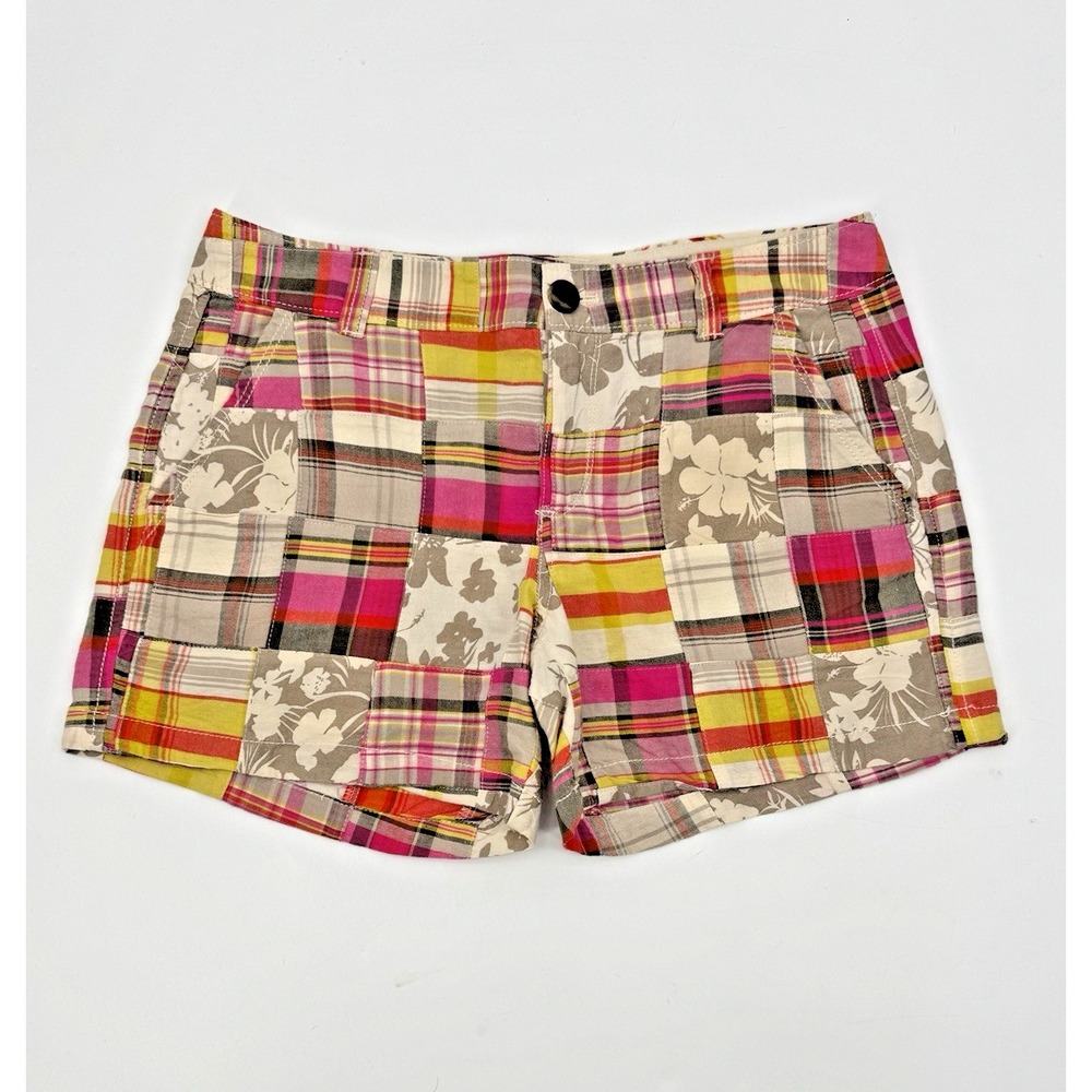 Old Navy Madras Plaid Patchwork Chino Shorts 8 Hawaiian Resort Preppy Beach Golf